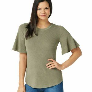 NWT‎ ISAAC MIZRAHI FLOUNCE SHORT SLEEVE SWEATER XS